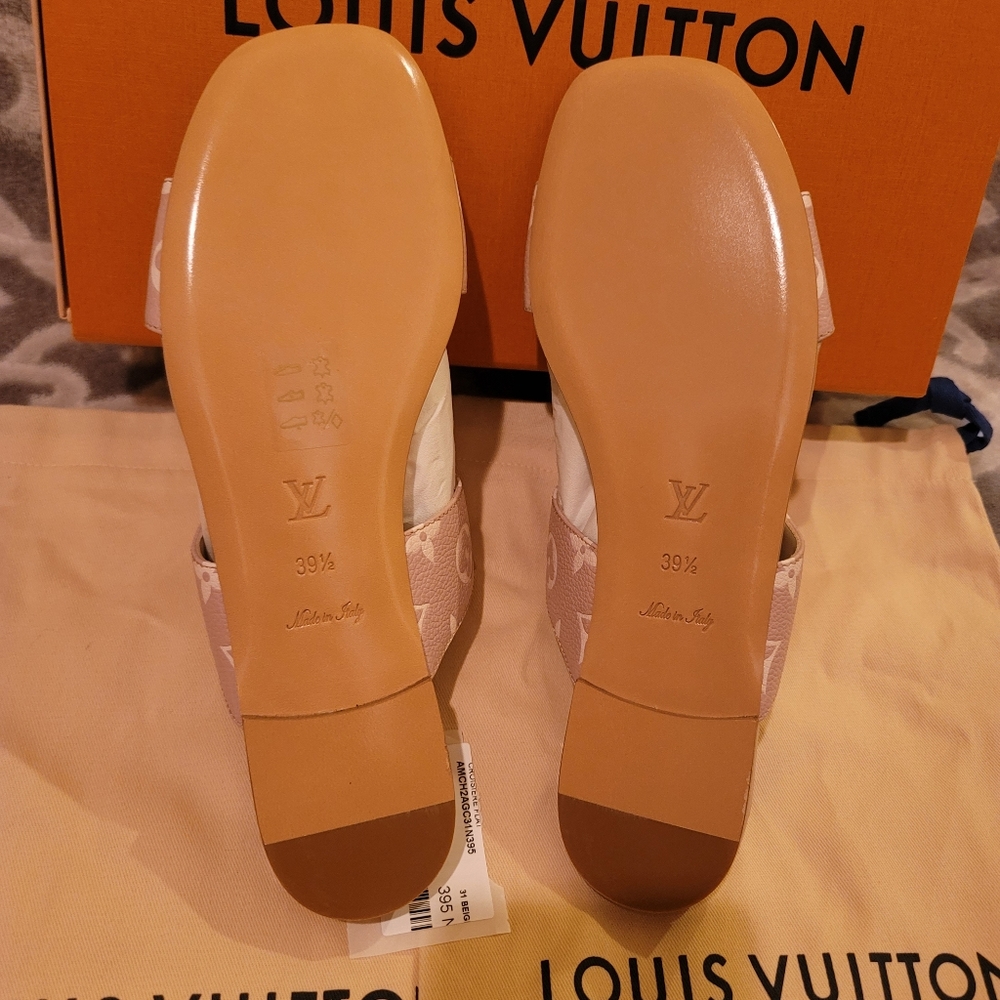 Louis Vuitton Sandal Cream Giant Flower Monogram Color Leather 39.5=9.5 New Tags - Picture 6 of 14